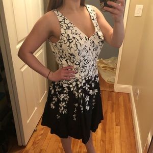 Black & White Floral Gradient Ralph Lauren Dress